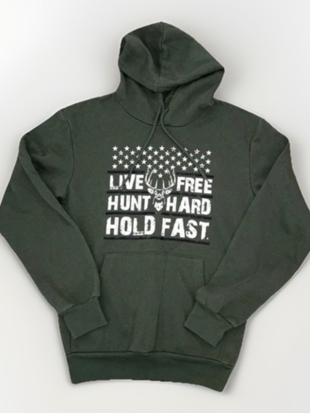 Hold Fast Sweatshirt Live Free Hunt Hard Men's S Hoodie Green Hunting USA Pocket